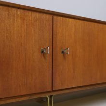 Rare William Watting Wim Crouwel low sideboard by Fristho Franeker in teak & brass, 1954 1950s Vintage modernist Dutch design 7