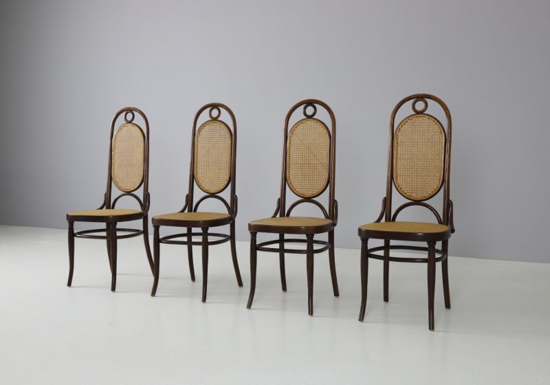 Vintage Thonet model 17 \'Long John\' dining chairs 1960s 1