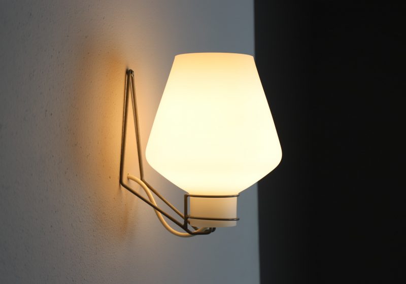 Louis Kalff NX54 vintage wall lamp for Philips glass metal 1960s mid century Dutch design 1