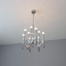 Gaetano Sciolari vintage Italian design chandelier chrome 1970s 4