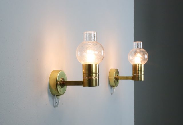 Hans-Agne Jakobsson pair of vintage brass wall lights for AB Markaryd Sweden 1960s mid century Swedish design 2