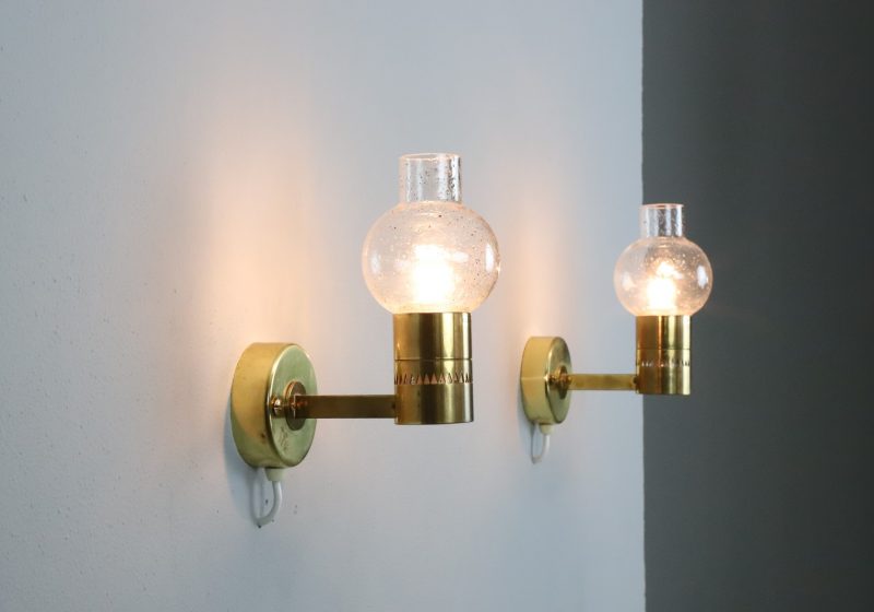 Hans-Agne Jakobsson pair of vintage brass wall lights for AB Markaryd Sweden 1960s mid century Swedish design 2