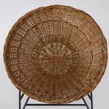 Mid century French design basket lounge chairs rattan steel vintage 1960s 3