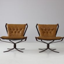 Rare steel frame Sigurd Ressell Falcon chairs for Vatne Møbler 1970s Norwegian modern design lounge chairs 2