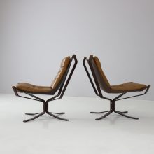 Rare steel frame Sigurd Ressell Falcon chairs for Vatne Møbler 1970s Norwegian modern design lounge chairs 6