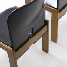 Tobia Scarpa & Afra Scarpa vintage black leather dining chairs model 121 for Cassina 1960s 4