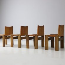 Afra Scarpa & Tobia Scarpa monk dining chairs in patinated cognac leather by Molteni 1970s Iconic vintage Italian design 12