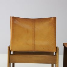 Afra Scarpa & Tobia Scarpa monk dining chairs in patinated cognac leather by Molteni 1970s Iconic vintage Italian design 14