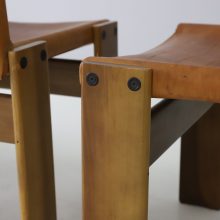 Afra Scarpa & Tobia Scarpa monk dining chairs in patinated cognac leather by Molteni 1970s Iconic vintage Italian design 15