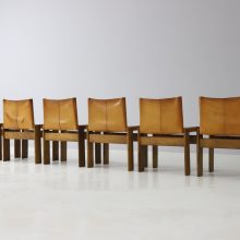 Afra Scarpa & Tobia Scarpa monk dining chairs in patinated cognac leather by Molteni 1970s Iconic vintage Italian design 2