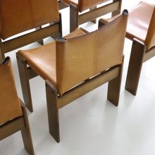 Afra Scarpa & Tobia Scarpa monk dining chairs in patinated cognac leather by Molteni 1970s Iconic vintage Italian design 5