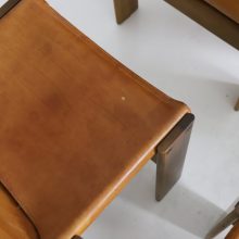 Afra Scarpa & Tobia Scarpa monk dining chairs in patinated cognac leather by Molteni 1970s Iconic vintage Italian design 6