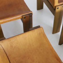 Afra Scarpa & Tobia Scarpa monk dining chairs in patinated cognac leather by Molteni 1970s Iconic vintage Italian design 7