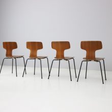 Arne Jacobsen vintage teak 3103 T chairs for Fritz Hansen 1964 1960s Hammer dining chairs mid century Danish design 2