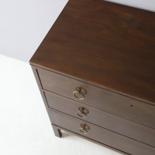 Early Fritz Hansen chest of drawers in brass and lacquered mahogany 1940s vintage Danish design cabinet 3