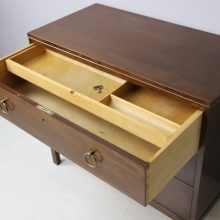 Early Fritz Hansen chest of drawers in brass and lacquered mahogany 1940s vintage Danish design cabinet 5