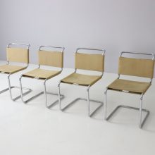 Marcel Breuer vintage B33 dining chairs Gavina Italy original canvas tubular 1960s Mid century design 2