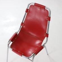 Vintage Charlotte Perriand red leather dining chair for the Les Arcs ski resort France 1960s 1970s 8