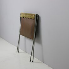 Vintage Danish magazine rack holder in metal & suede leather 1950s 1960s 6