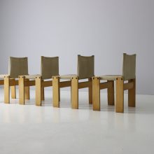 Afra Scarpa & Tobia Scarpa monk dining chairs in canvas & pine by Molteni 1970s Iconic vintage Italian design 3