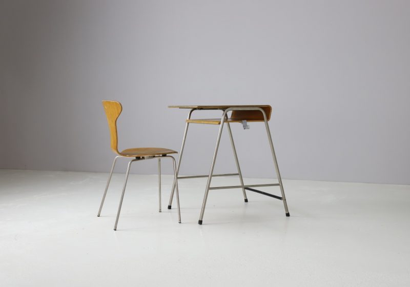 Arne Jacobsen rare original Munkegaard school desk + chair for Fritz Hansen vintage 1955 1950s 1