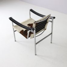 Le Corbusier Pierre Jeanneret vintage LC1 pony hide lounge chair early serie number by Cassina 1960s 4