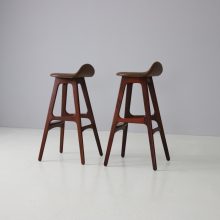 Erik Buch rosewood & leather bar stools by Odense Mobler OD Mobler A:S Denmark 1965 Vintage mid century Danish design stools 1960s 3