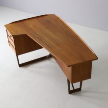 Peter Løvig Nielsen vintage teak boomerang desk for Hedensted Møbelfabrik Denmark 1956 Mid century Danish design writing desk 8