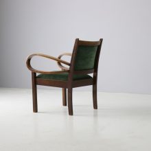 Early Dutch design modernist armchair bend armrests in patinated oak 1930s 1940s 10