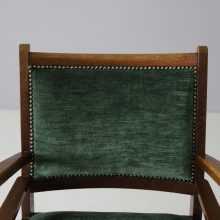 Early Dutch design modernist armchair bend armrests in patinated oak 1930s 1940s 5