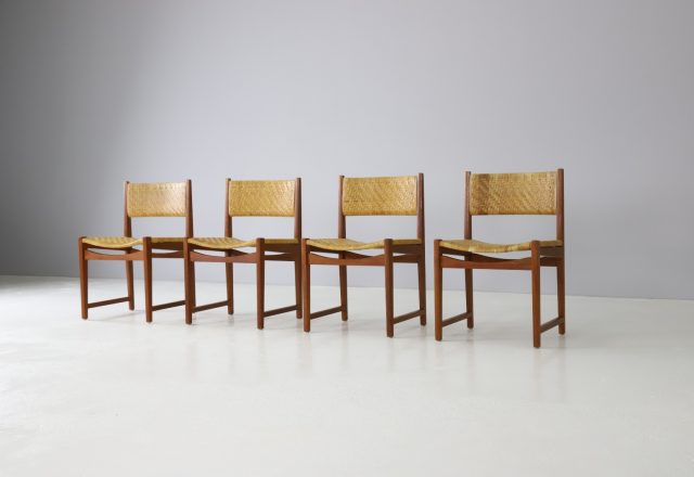 Peter Hvidt & Orla Mølgaard-Nielsen model 350 dining chairs in teak and cane by Søborg møbelfabrik 1950s vintage Danish design 1