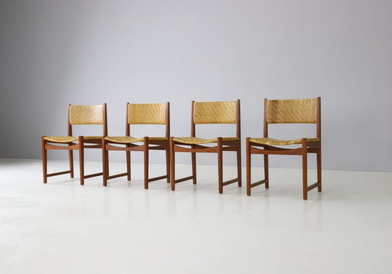 Peter Hvidt & Orla Mølgaard-Nielsen model 350 dining chairs in teak and cane by Søborg møbelfabrik 1950s vintage Danish design 1