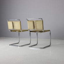 Marcel Breuer vintage B33 dining chairs Gavina Italy original laced canvas tubular cantilever chairs 1960s Mid century design 3