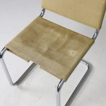 Marcel Breuer vintage B33 dining chairs Gavina Italy original laced canvas tubular cantilever chairs 1960s Mid century design 7