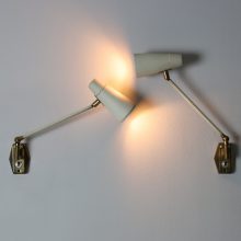 Vintage pair of wall lights by Stilnovo Italy 1950s patined brass labeled and stamped Mid century Italian design lighting 5