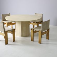 Vintage round Italian travertine dining table 1970s 7