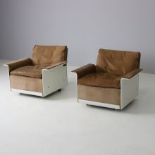 Dieter Rams vintage suede leather 620 lounge chairs Programme for Vitsœ 1962 Mid century German design lounge chair Vitsoe 2