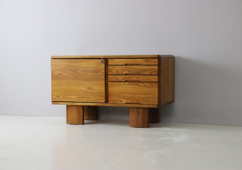 Rare Pierre Chapo R40 sideboard in solid elm for Seltz France 1970s 1980s 1