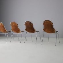 Vintage Charlotte Perriand cognac leather dining chairs for the Les Arcs ski resort France 1960s 1970s 2 Vintage Charlotte Perriand cognac leather dining chairs for the Les Arcs ski resort France 1960s 1970s 2