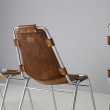Vintage Charlotte Perriand cognac leather dining chairs for the Les Arcs ski resort France 1960s 1970s 3 Vintage Charlotte Perriand cognac leather dining chairs for the Les Arcs ski resort France 1960s 1970s 3