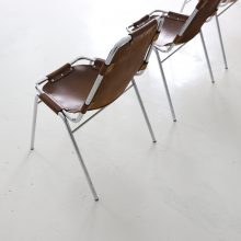 Vintage Charlotte Perriand cognac leather dining chairs for the Les Arcs ski resort France 1960s 1970s 5 Vintage Charlotte Perriand cognac leather dining chairs for the Les Arcs ski resort France 1960s 1970s 5