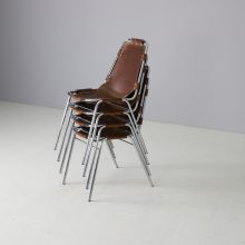 Vintage Charlotte Perriand cognac leather dining chairs for the Les Arcs ski resort France 1960s 1970s 6 Vintage Charlotte Perriand cognac leather dining chairs for the Les Arcs ski resort France 1960s 1970s 6
