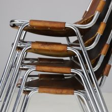 Vintage Charlotte Perriand cognac leather dining chairs for the Les Arcs ski resort France 1960s 1970s 8 Vintage Charlotte Perriand cognac leather dining chairs for the Les Arcs ski resort France 1960s 1970s 8