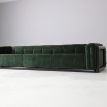 Pair of \\\\\'Cornaro\\\\\' sofas by Carlo Scarpa for Simon Italy 1973 mid century Italian design original dark green velvet & mahogany 1