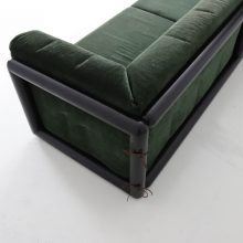 Pair of \\\\\'Cornaro\\\\\' sofas by Carlo Scarpa for Simon Italy 1973 mid century Italian design original dark green velvet & mahogany 8