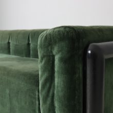 Pair of \\\\\'Cornaro\\\\\' sofas by Carlo Scarpa for Simon Italy 1973 mid century Italian design original dark green velvet & mahogany 9