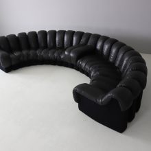 Vintage De Sede DS-600 \\'Non Stop\\' sectional sofa in black leather by Ueli Berger, Elenora Peduzzi-Riva, Heinz Ulrich and Klaus Vogt for De Sede Switzerland 1972 3