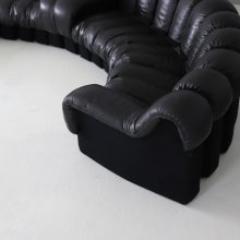 Vintage De Sede DS-600 \\'Non Stop\\' sectional sofa in black leather by Ueli Berger, Elenora Peduzzi-Riva, Heinz Ulrich and Klaus Vogt for De Sede Switzerland 1972 4