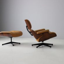 Vintage Eames lounge chair ottoman 670 671 cognac leather rosewood Herman Miller Vitra 1980s 2