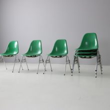 Vintage Kelly green Cadmium green DSS fiberglass dining chairs by Charles & Ray Eames for Herman Miller 1970s 2